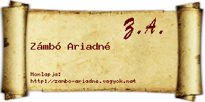 Zámbó Ariadné névjegykártya